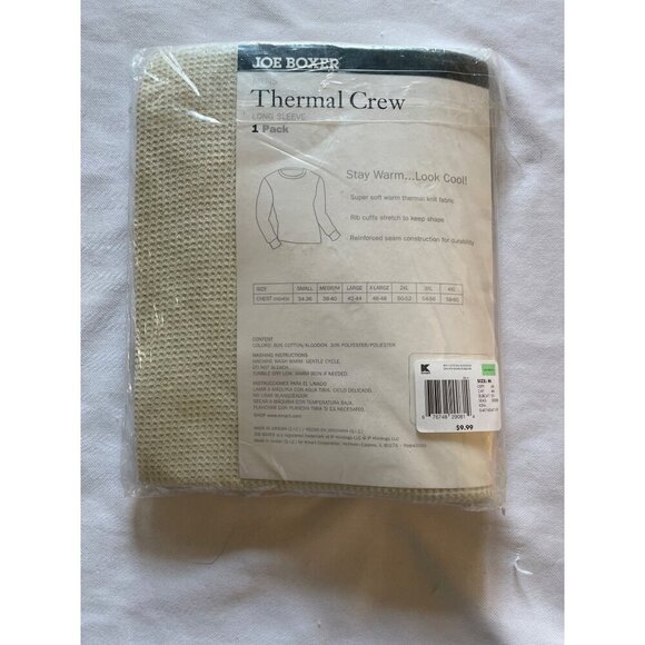 Joe Boxer Mens Thermal Crew Long Sleeve Shirt M 80% Cotton 20% Polyester Warm Ri - Picture 3 of 8